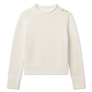 Women's White Button-Detail Sweater